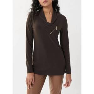 NEW JOSEPH RIBKOFF zip accent tunic in mocha